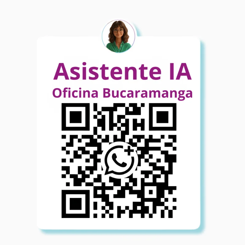 Codigo QR para escribir por WhatsApp a la asistente IA de la oficina de Bucaramanga